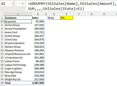 Excel screenshot